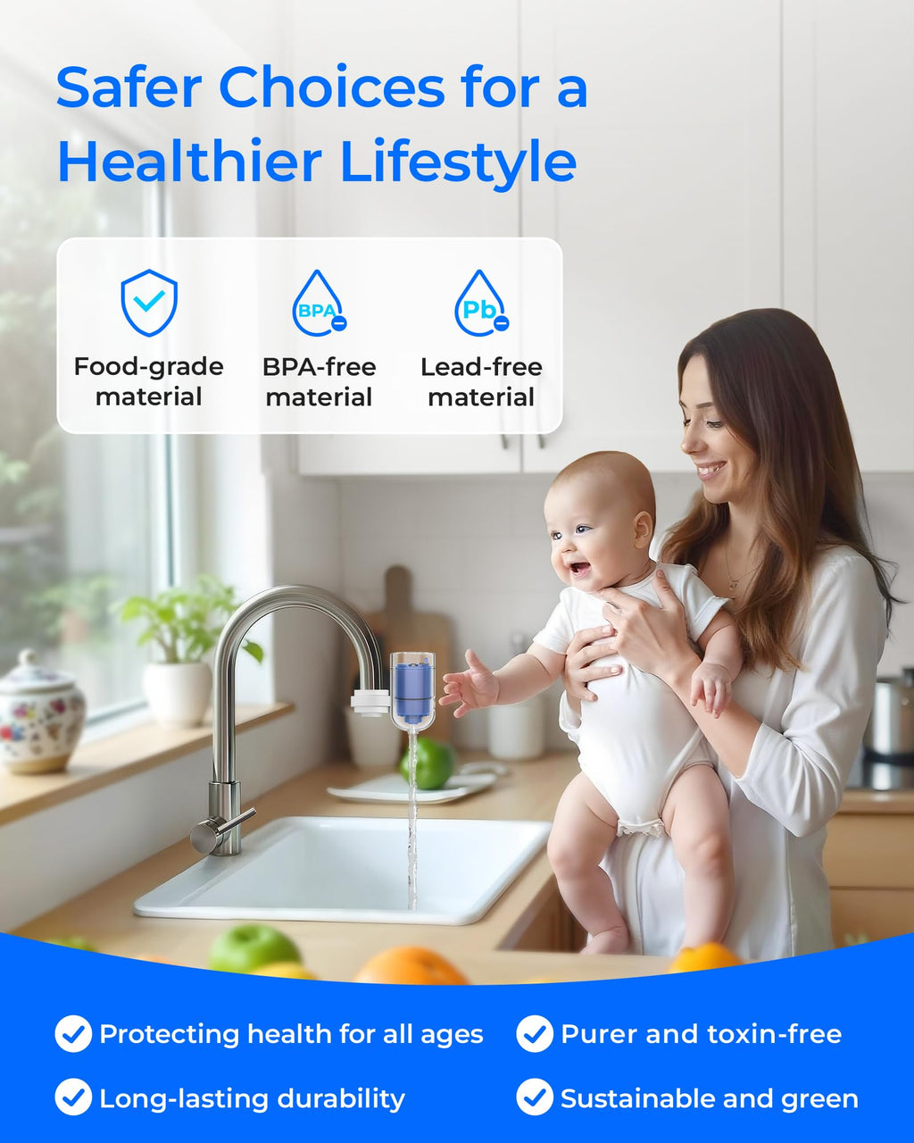 Waterdrop Faucet Water Filter, Compatible with All PUR® Water Filter Replacement for PUR® PLUS RF9999® Faucet Water Filter, NSF 42 Certified, 18-Month, 1800-Gallon, 6 Pack