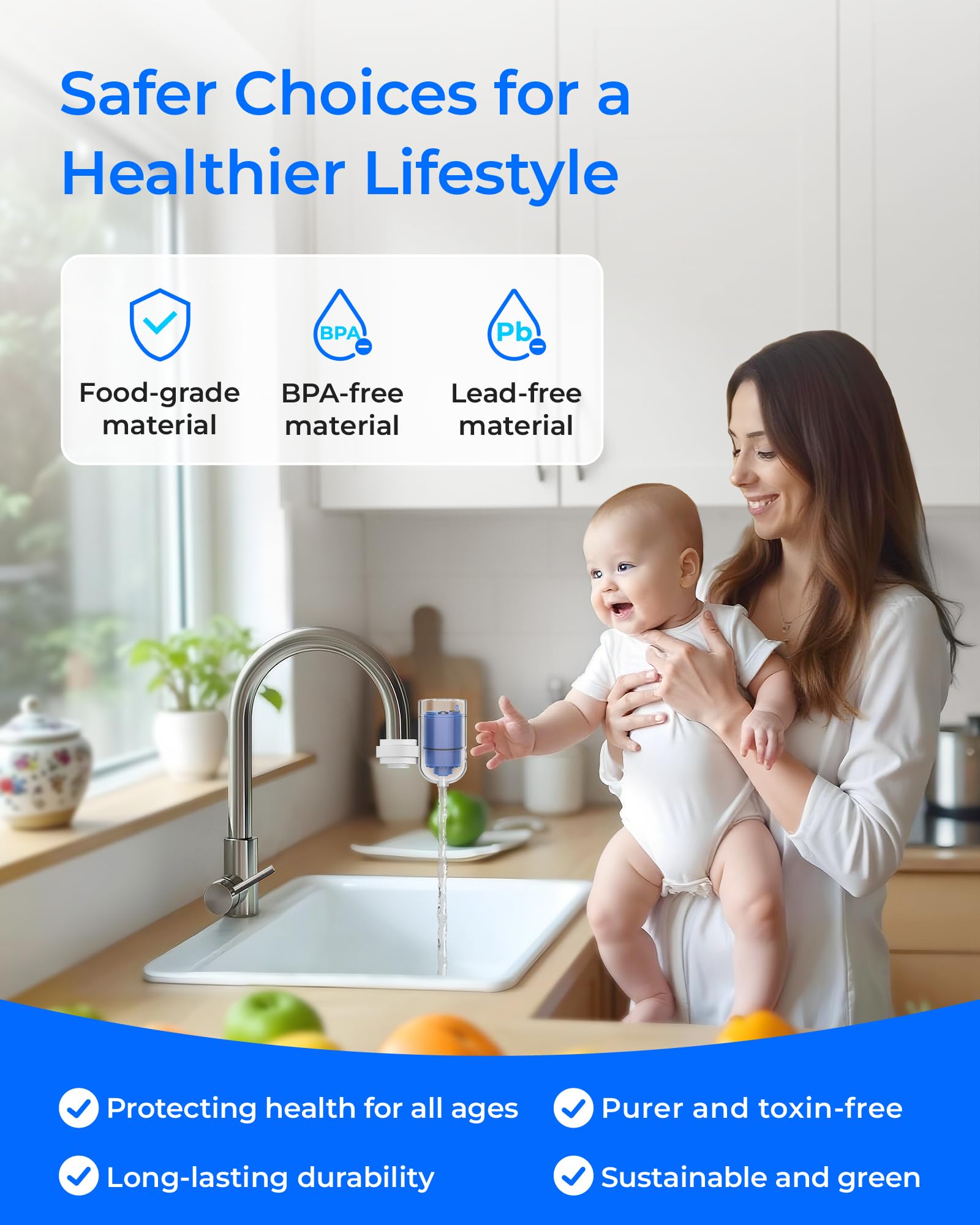 Waterdrop Faucet Water Filter, Compatible with All PUR® Water Filter Replacement for PUR® PLUS RF9999® Faucet Water Filter, NSF 42 Certified, 18-Month, 1800-Gallon, 6 Pack