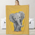 cromcu Elephant Blanket for Girls Boys Kids, Flannel Cute Minimalist Blankets Gifts, Animal and Yellow Background Soft Warm Cozy Throws for Sofa Couch Bed Living Room Bedroom Home Decor 60" x 50"