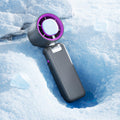 Portable Handheld Fan Turbo for Travel, Mini Personal Rechargeable Fans, Extreme Ice Cooling Plate,Led Display, 1-100 Speed,Up to 20h Use,Foldable Lash Fan,Perfect Gifts for Women,Child（Grey+Purple）