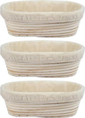 Banneton 3-Piece Set - 10 Inch Oval Rattan Proofing Baskets for Sourdough Bread Baking | Handmade Liners