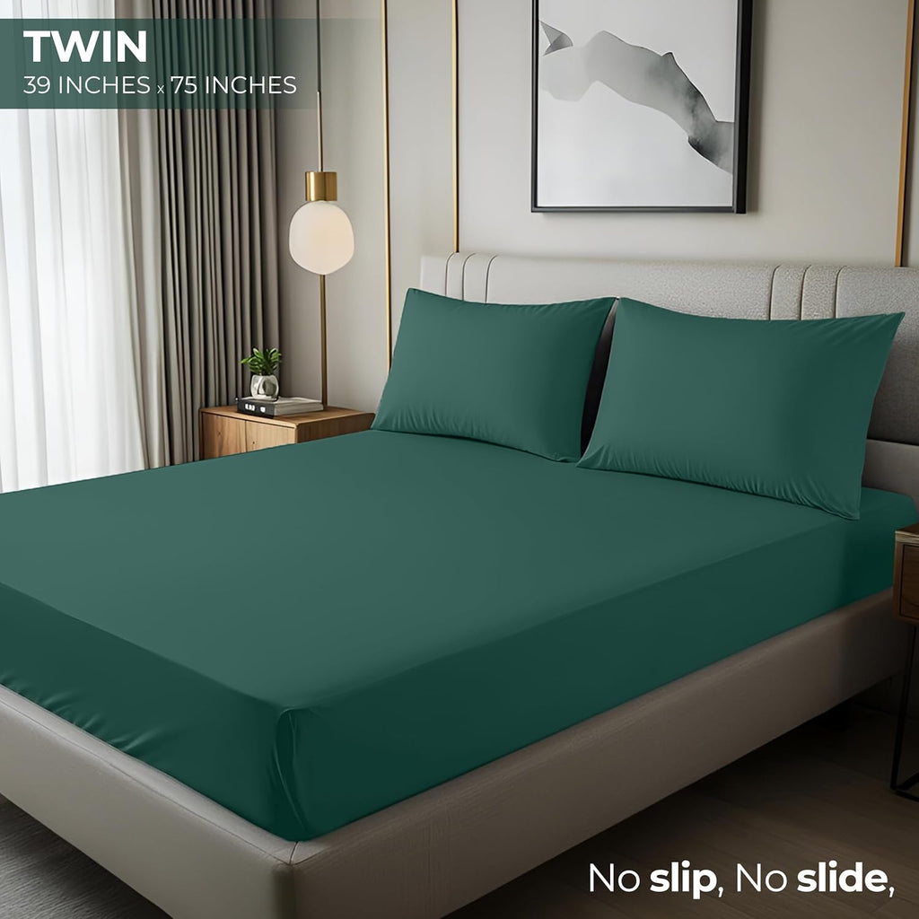 Utopia Bedding Twin Fitted Sheet - Soft Microfiber with Deep Pockets - Fade & Shrinkage Resistant | Emerald