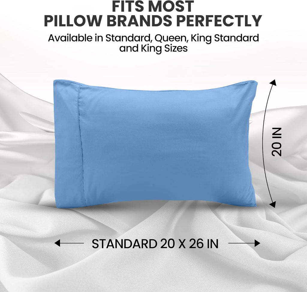 Utopia Bedding Pillow Cases - Soft Brushed Microfiber 2-Pack | Oeko-TEX Certified, 20x26 Inches, Dutch Blue
