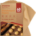 Unbleached Parchment Paper Sheets - 60 Pcs Precut Baking Paper for Air Fryer & Grilling | 12x16 Inches