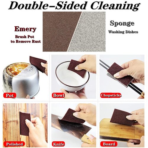 JCKHXG 5 Pack Emery Magic Wipe Sponge, Nano Carborundum Sponge, Emery Sponge Brush Eraser Scrub, Pot Scrubber Scouring Pad Kitchen Magic Cleaning Sponge for Removing Rust Cleaning Pots and Pans