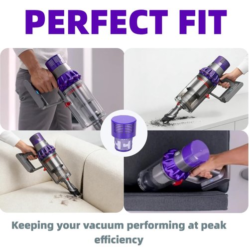 4-Pack V10 Vacuum Filter Replacements for Dyson V10 Cyclone Series, V10 Animal, V10 Absolute, V10 Total Clean, SV12, Washable, Reusable Vacuum Filter Great for Pet Hair, Dirt, Dust - Easy Installation