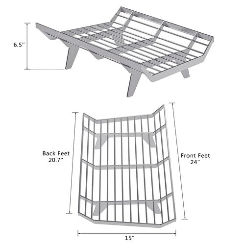 BeneLabel SUS304 Stainless Steel Fireplace Grate 24 inch, Heavy Duty Chimney Hearth Wood Stove Burning Rack Holder, Fire Grate Wood Log Rack Stove for Indoor Outdoor