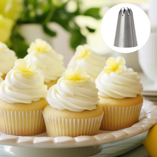 Closed Star Piping Tip #336 – 4Pcs Large Stainless Steel Pastry Tube Nozzle Tips for Cake Decorating, Frosting, Cream, Icing, Cupcakes, Swirls, Roses, Snow Tops, Cookies & Baking