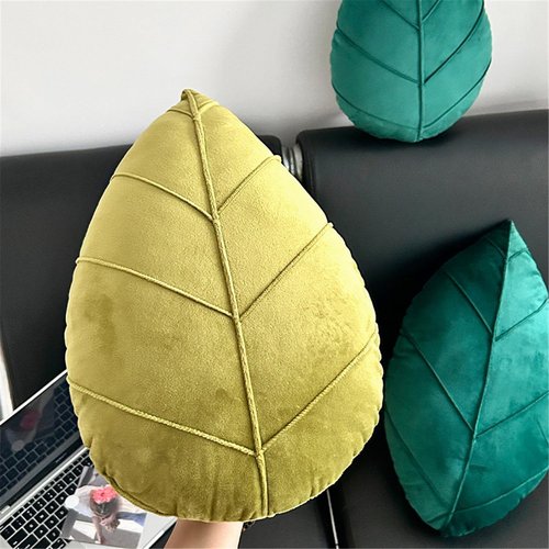 Rvsdoi Leaf Pillow,3D Leaf Shaped Plant Pillows Green Tropical Plant Cushion for Sofa Office Bedroom Home Decor Green (15"x9.8")