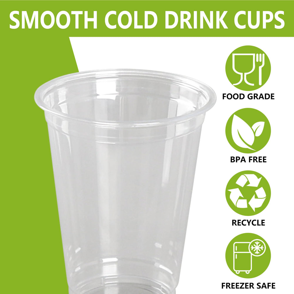 Ezselect 32 oz Clear Plastic Cups Disposable Crystal Cup Bulk 50 Pack, Extra Thick Disposable Cold Cups for Party Birthday Event Bar, Smooth Plastic Cup for Juicer, Ice Cream, Wine, Cocktail