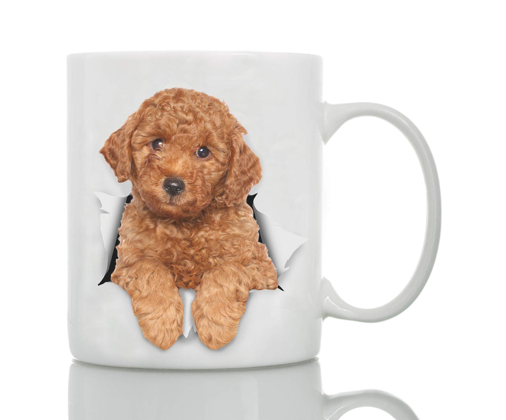 Funny Red Poodle Dog Mug - Ceramic Funny Coffee Mug - Perfect Dog Lover Gift - Cute Novelty Coffee Mug Present - Great Birthday or Christmas Surprise for Friend or Coworker, Men and Women (15oz)
