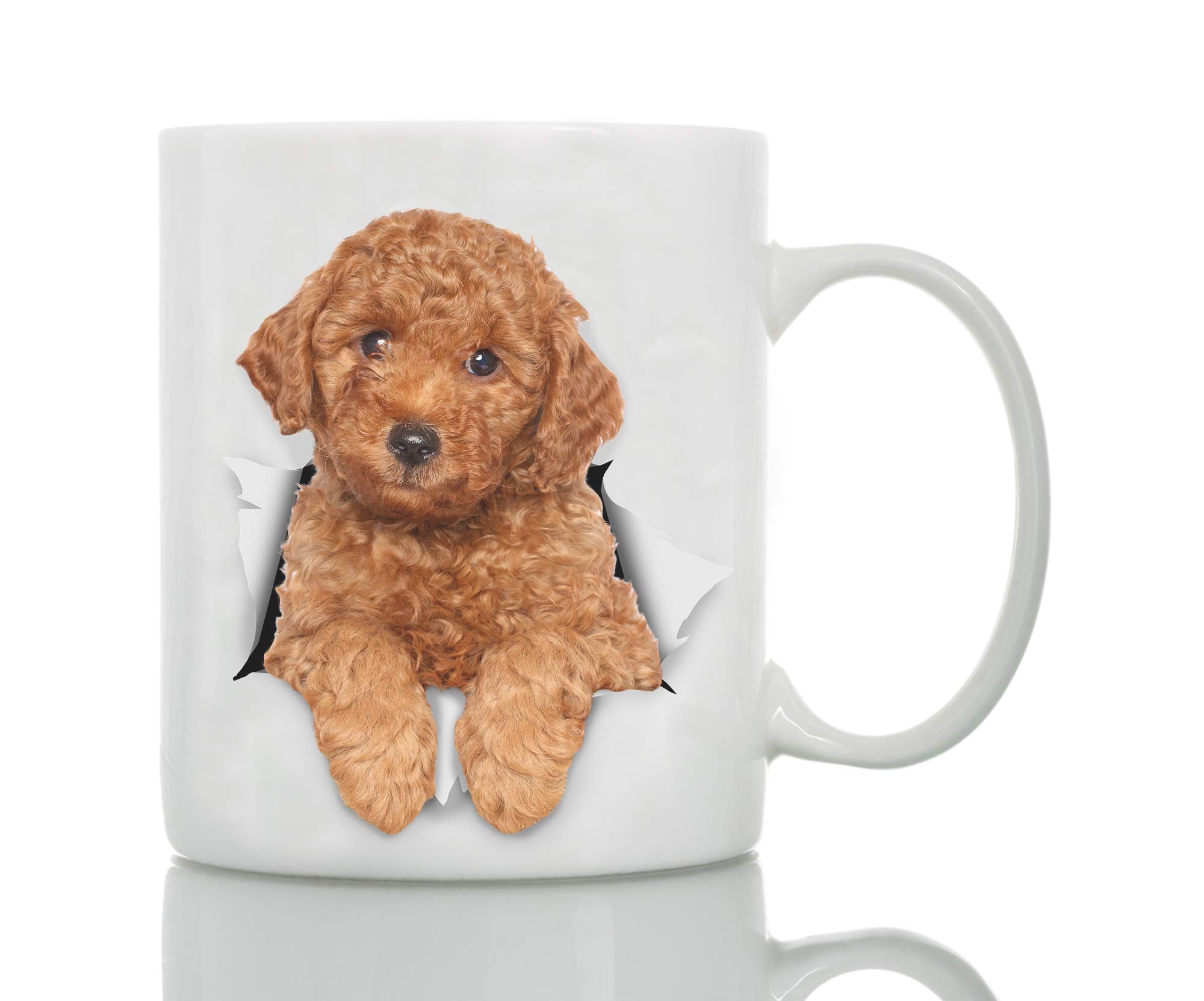 Funny Red Poodle Dog Mug - Ceramic Funny Coffee Mug - Perfect Dog Lover Gift - Cute Novelty Coffee Mug Present - Great Birthday or Christmas Surprise for Friend or Coworker, Men and Women (15oz)