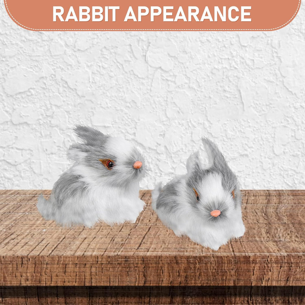 VICASKY Realistic Mini Easter Rabbit Figurines - 4pcs Lifelike Furry Bunny Decorations for Baskets & Parties