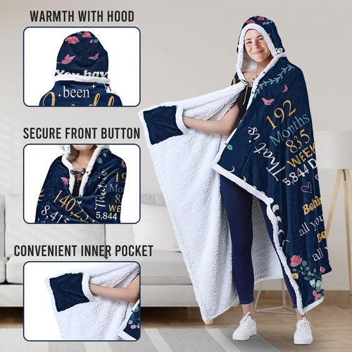 Bestshop Sweet 16 Gifts for Girls, 16th Birthday Flannel and Sherpa Wearable Blanket, Sweet Sixteen Gifts for Girls, Warm Gift for 16 Year Old Girl, Girl Sixteen Gifts for Christmas(47 x 71'')