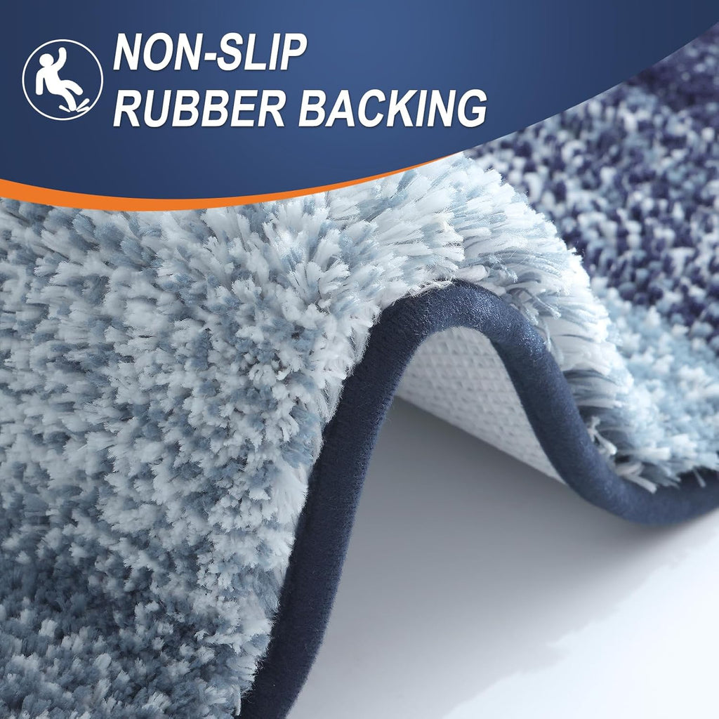 OLANLY Bathroom Runner Rug - Extra Soft Microfiber Mat with Rubber Backing | Quick-Dry, Washable, 47x24, Airy Blue