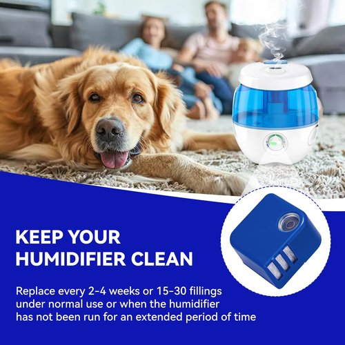 PDC51V1 Demineralization Cartridge Compatible with Vick Humidifier V4600, V5100, VUL575 and Sunbeam696 Only, Humidifier Filter Replacement Effectively Reduce White Dust, Pack of 2, Blue
