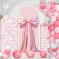 Soulchen Pink Bow Floral Arch Backdrop Set - 3 Covers with 200 Balloons for Wedding & Party Decor | 4/5/6 ft