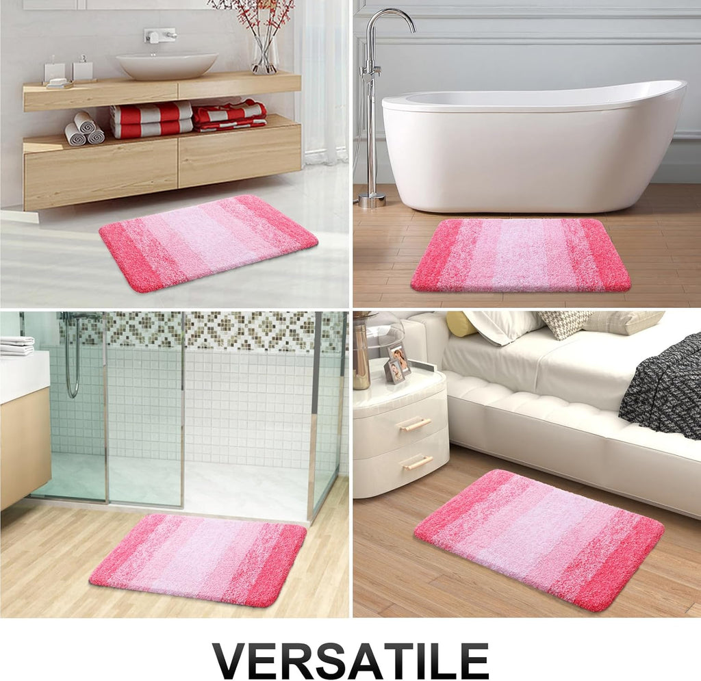 OLANLY Bathroom Rugs - Extra Soft Microfiber Mat with Rubber Backing | Quick Dry, Machine Washable, 36x24, Pink