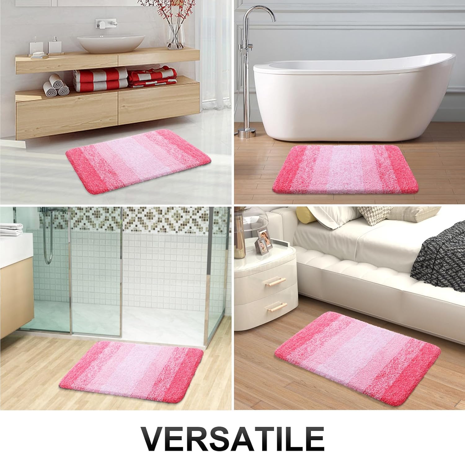OLANLY Bathroom Rugs - Extra Soft Microfiber Mat with Rubber Backing | Quick Dry, Machine Washable, 36x24, Pink