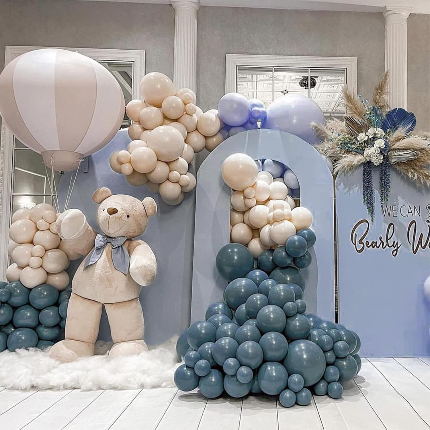 PartyWoo Slate Blue Balloons - 100-Piece Pack in 5, 10, 12 Inch Sizes | Boho Neutral Balloon Arch Kit for Celebrations