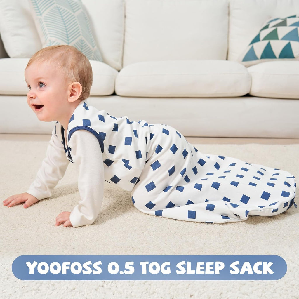 Yoofoss Baby Sleep Sack - 100% Organic Cotton Wearable Blanket | 2-Way Zipper, 0.5 TOG, 3 Pack (18-24 Months)