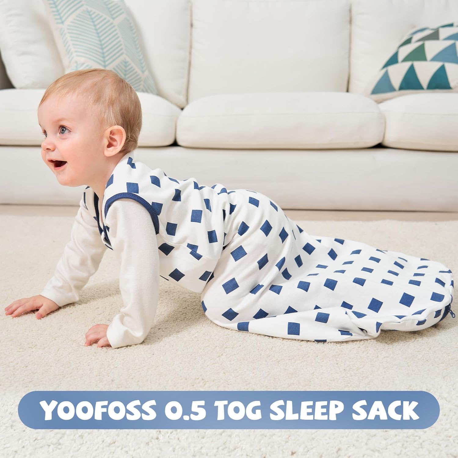Yoofoss Baby Sleep Sack - 100% Organic Cotton Wearable Blanket | 2-Way Zipper, 0.5 TOG, 3 Pack (18-24 Months)