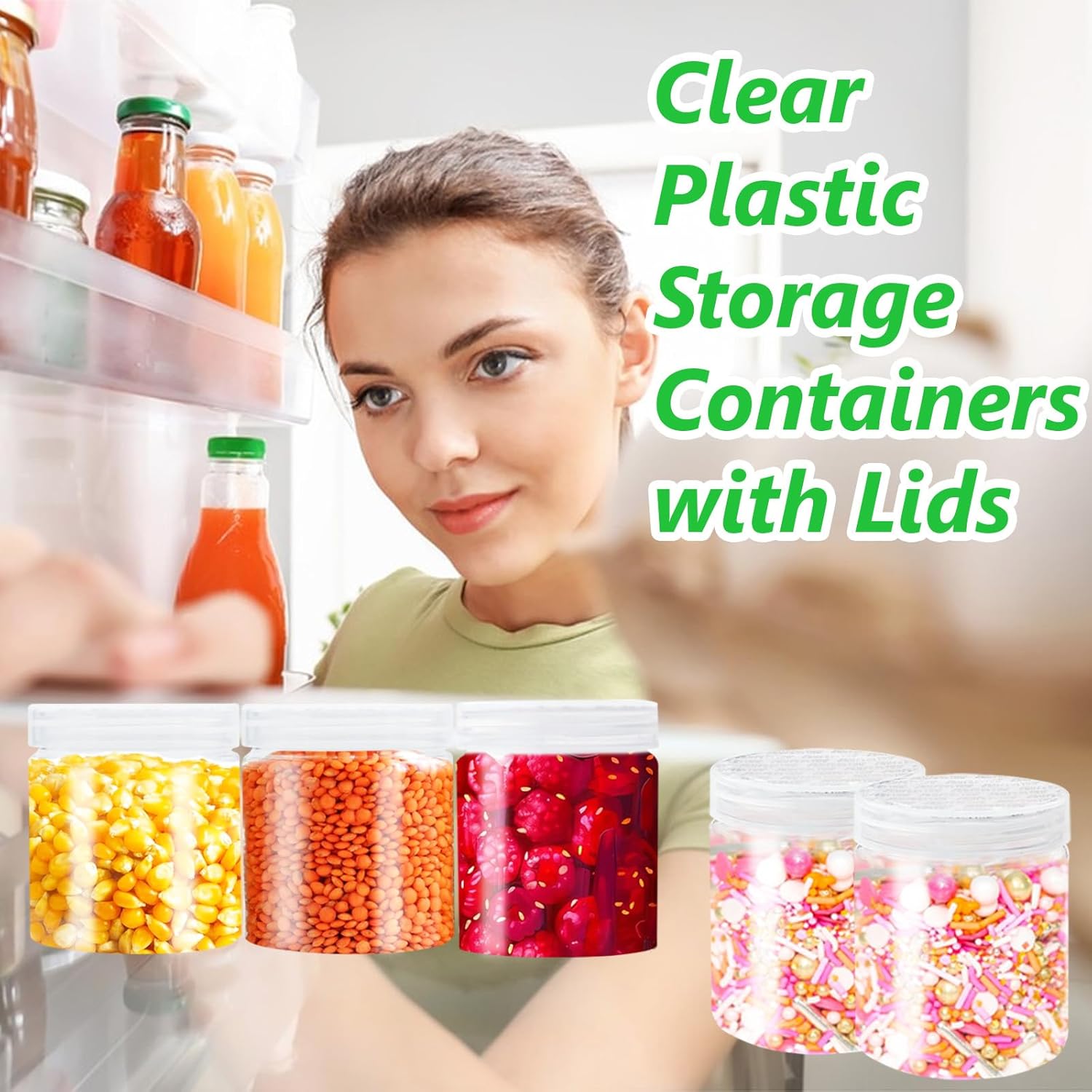 Skiennix 20-Pack Clear Plastic Slime Containers - 4oz Round Refillable Jars with Lids for Travel & Storage