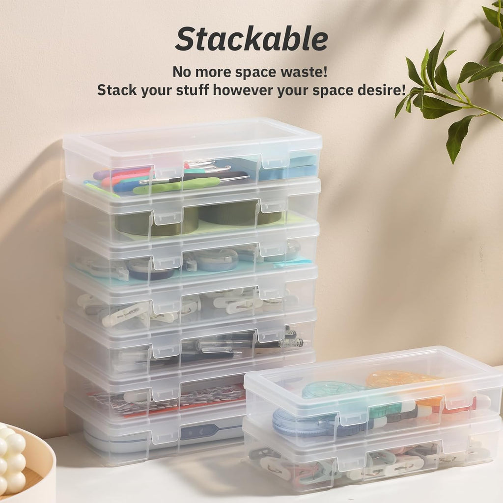Novelinks Plastic Storage Bins - Stackable Mini Clear Containers with Lids for Organizing (9 Pack)
