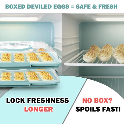 Deviled Egg Containers by [Brand Name] - 24 Count Reusable Storage Tray with Lid & Handle | Perfect for Parties & Holidays