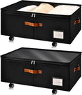 Freebat Under Bed Storage Organizer - Clear Lid Container with Wheels | 2 Pack for Clothes & Bedding