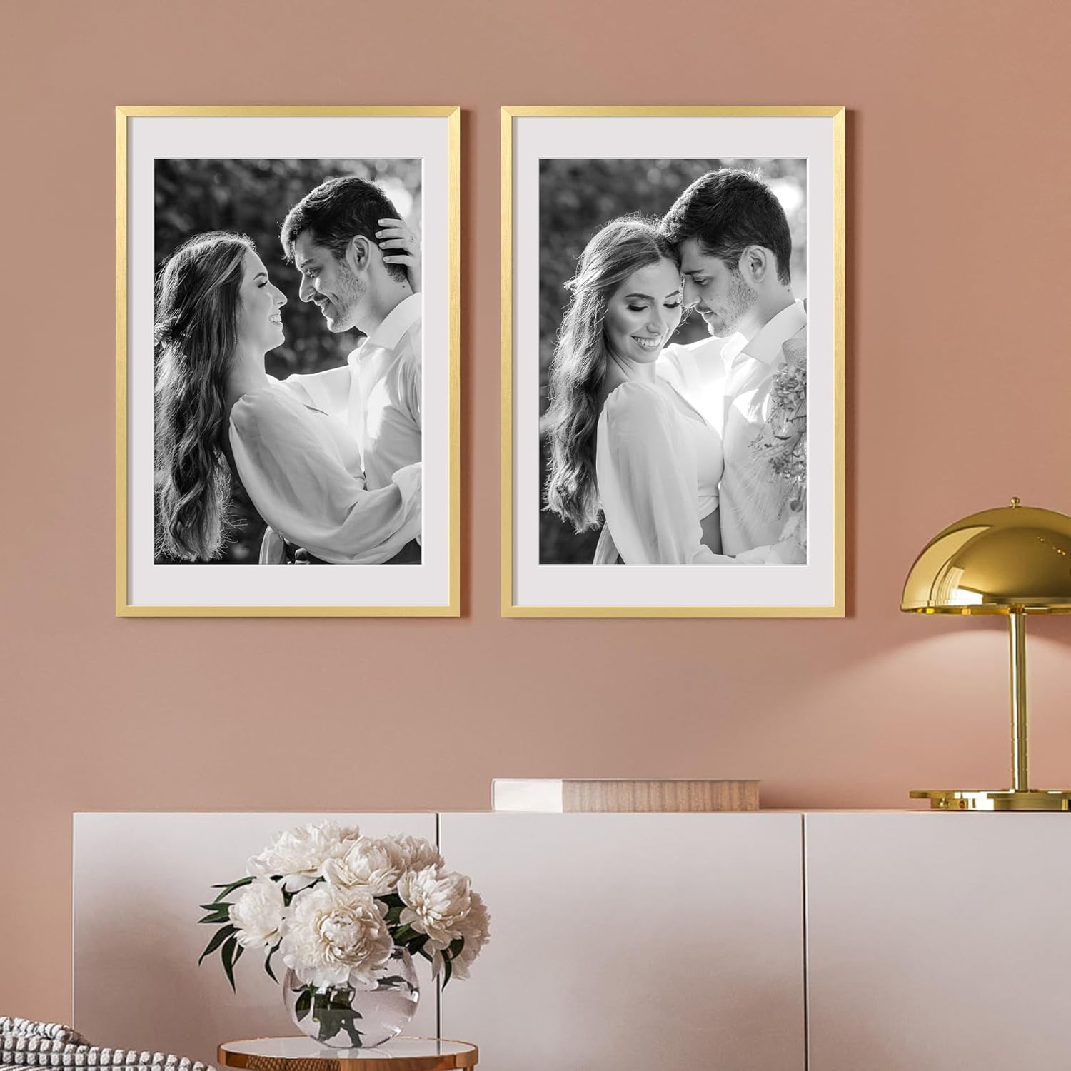 Upsimples 24x36 Gold Poster Frame - Versatile Display for 20x30 with Mat or 24x36 Without Mat
