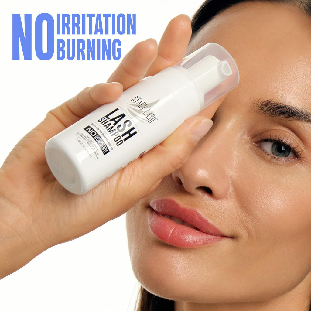 STACY LASH Eyelash Extension Shampoo - Foaming Cleanser & Brush | 1.69 fl. oz (50ml) for Safe Makeup Removal