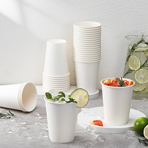 AOZITA 1200 Pack 8 oz Paper Coffee Cups, Disposable White Paper Hot/Cold Beverage Drinking Cup for Water, Juice, Coffee, Tea