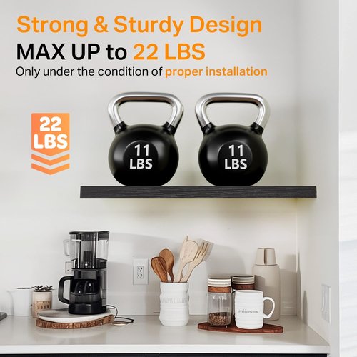 BAYKA Floating Shelves - Rustic Wall-Mounted Wood Shelves for Home Decor | Set of 3, 15.7in, Black