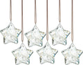 H&D Hyaline & Dora Crystal Glass Christmas Ornaments - Set of 6 Clear Faceted Stars for Holiday Decor