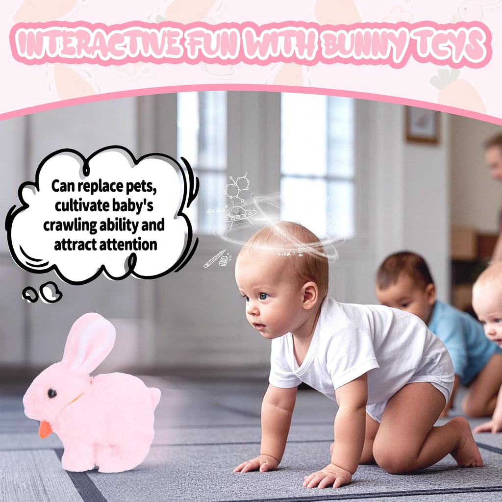 RichRabbit Bunby - Realistic Interactive Bunny Toy | Jumping, Twitching Ears - Pink