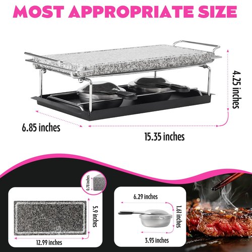 Artestia Hot Stone Steak Cooking Set – Long Heat Retention - Sizzling Steak Plate with Tray & Rack for Family Dinner, Indoor/Outdoor BBQ Grilling Gift