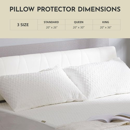 CoolShields Pillow Protector - Waterproof Hypoallergenic Zippered Covers | 2 Pack Standard Size for Better Sleep