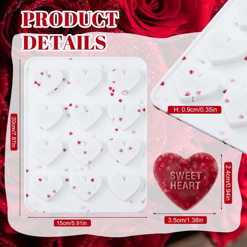 LOYIM 3 Sets 12 Holes Silicone Heart Shaped Cake Mold, Valentine Heart Shaped Silicone Muffin Pan for Valentine's Day Baking Muffins, Cupcakes, Tartlets, Egg Bites, Chocolate Muffin, Soaps