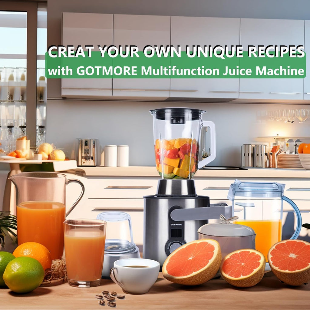 Skiennix Juicer Machine - 3 in 1 Blender & Grinder Combo | 1300W Centrifugal Juice Extractor with LCD Screen, Easy to Clean