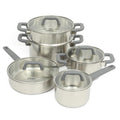 Oster Beauford 9-Piece Stainless Steel 5-Ply Encapsulated Base Cookware Set – Non-Toxic, Induction Compatible Pots and Pans with Stay-Cool Handles – Dishwasher Safe