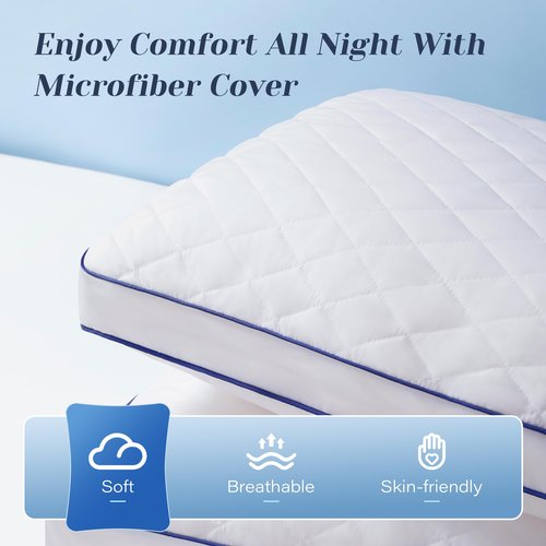 Mosluna Shredded Memory Foam Pillows Queen Size Set of 2, Soft Bed Pillow for Side and Back Sleepers, Medium Firm Pillows 2 Pack with Gusset(20"x30")