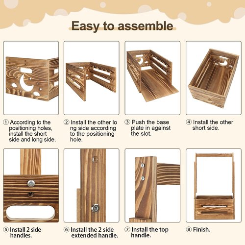 TAEYONK Wooden Baby Shower Crate Closet, Baby Shower Basket with 33.5" High Hanger Rack and Swing, DIY Baby Welcome Box with Handle, Easy Assembly Storage Crate for Pregnancy New Parent（Brown）