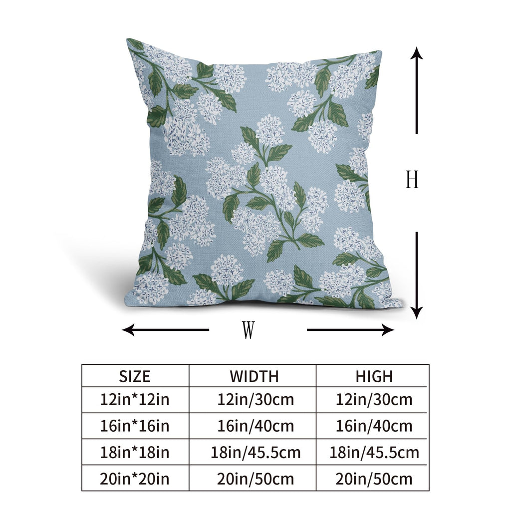 Light Blue Green White Hydrangea Pillow Covers 18x18 Set of 2 Floral Leaves Print Decorative Throw Pillowcases Outdoor Rustic Flower Farmhouse Spring Cushion Cases Decor for Home Couch Sofa Bed