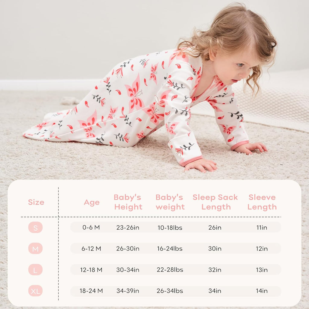 Yoofoss Baby Sleep Sack - 100% Cotton Long Sleeve Wearable Blanket for Infants 6-12 Months | 2-Way Zipper, Lightweight