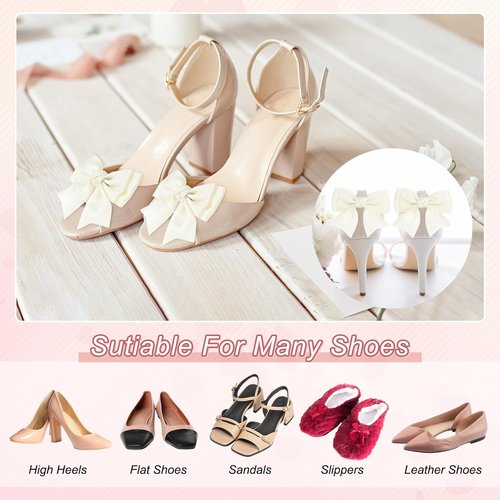 M METERXITY Bow Shoe Clips - Elegant Satin Detachable Buckles for Women | 2-Pack for DIY Decor & Weddings