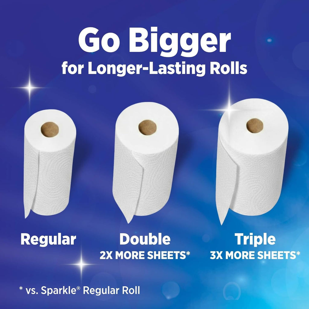 Sparkle Paper Towels - Spirited Print Design, 6 Double Rolls (660 Sheets) - Strong 2-Ply for Kitchen Cleanup