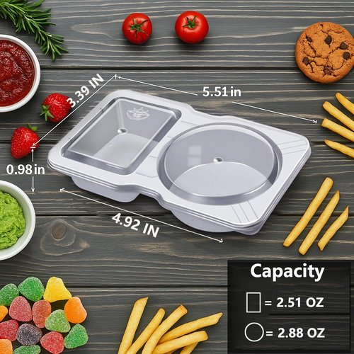 20 Sets Reusable Snack Containers Double Compartment Snackle Box Container with Lids - Leak-Proof BPA-Free Food Storage, Condiments Portion Control Dip Cups for Kids School Lunches, Meal Prep, Takeout