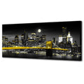 Biuteawal Black and White Yellow Canvas Print New York City Brooklyn Bridge at Moon Night Picture Photo Painting Cool Manhattan Skyline Artwork Modern Home Office Wall Decoration Ready to Hang