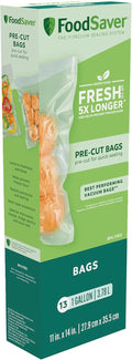 FoodSaver 1-Gallon Precut Vacuum Seal Bags - BPA-Free Multilayer for Food Preservation & Sous Vide, 13 Count | Clear
